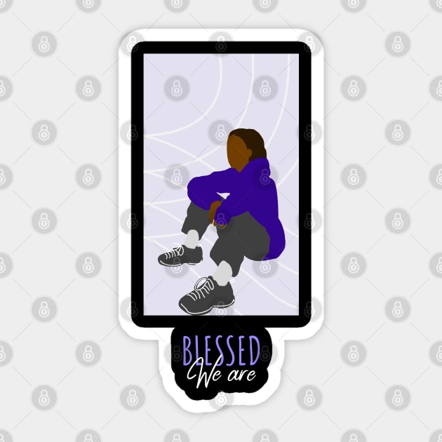 We Are Blessed - Purple Casual Sitting Brown Skin Girl Black Girl Magic Afro Kwanzaa Black Owned Business Design Sticker by Created by JR